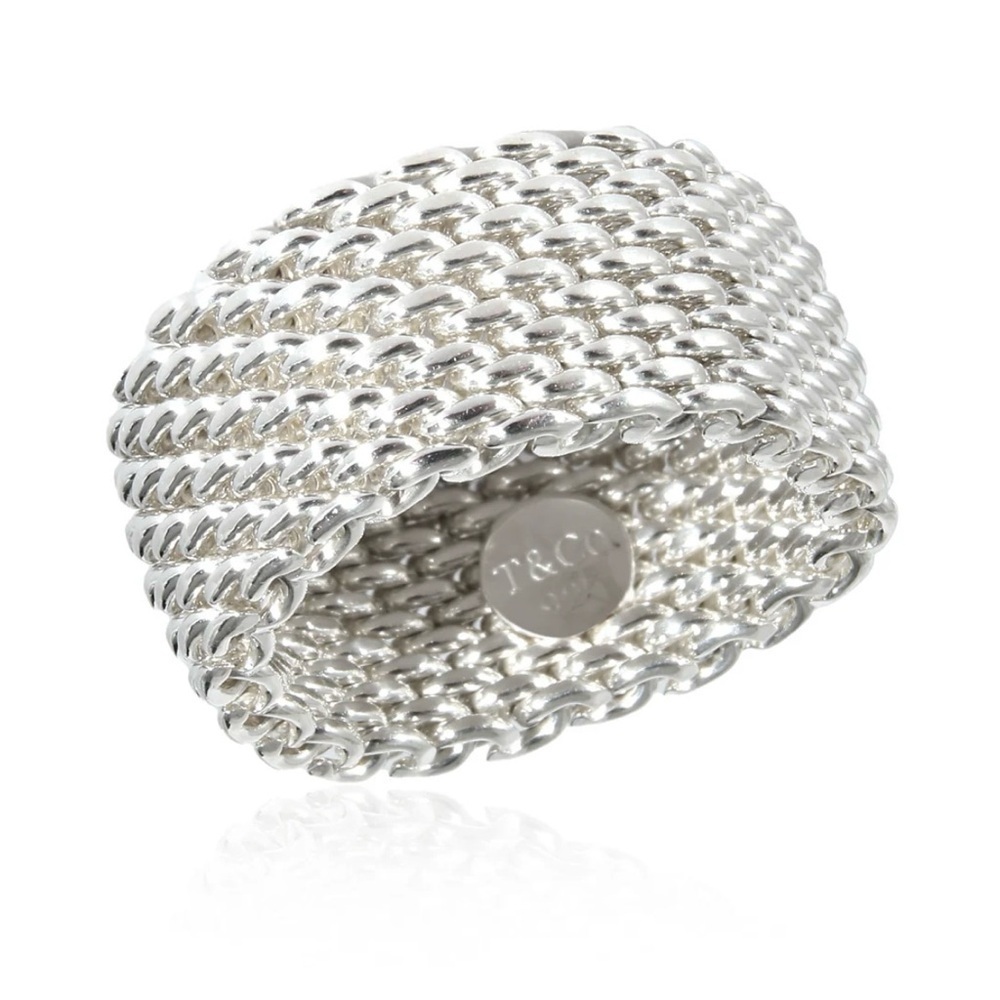 Tiffany & Co. Somerset Mesh Ring Flexible –925 10mm wide Sz 7 Retired Edition - Picture 3 of 4